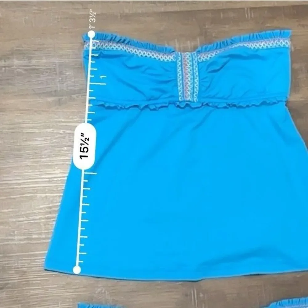 Lucky Brand Womens 2 Piece‎ Bandeau Blue Small /med Babydoll Y2K Swimsuit Ruffle